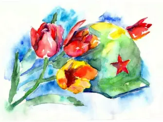 День Победы акварель. Открытка для мужчины