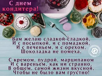 Поздравление кондитеру. Открытка, картинка с поздравлением, с праздником