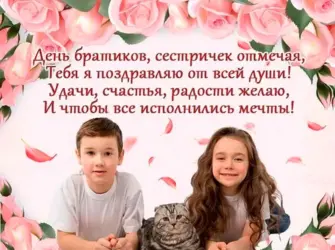 С днем братьев и сестер поздравления. Открытка, картинка с поздравлением, с праздником
