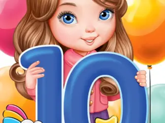 С днем рождения 10 лет. Открытка для женщины