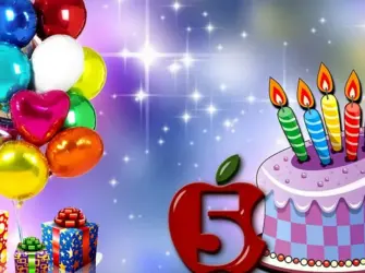 С днем рождения 5 лет. Открытка для детей
