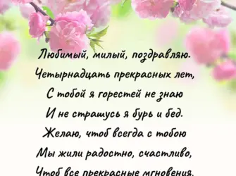 14 Лет свадьбы поздравления. Открытка. Поздравление