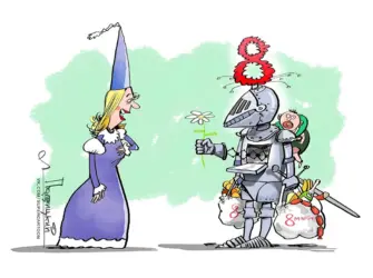 8 Марта карикатура. Открытка с поздравлением