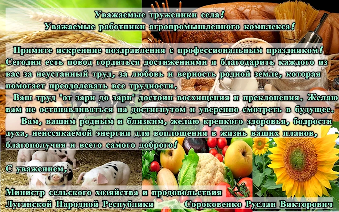 День работника сельского хозяйства открытки. Открытка с поздравлением