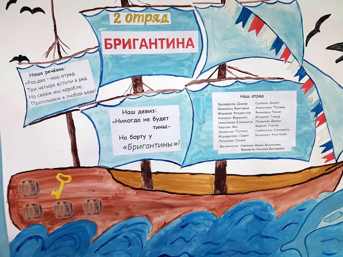 Девиз отряда Бригантина. Открытка с поздравлением
