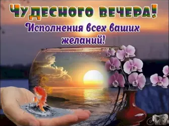 Доброго вечера и спокойной ночи. Открытка с пожеланием