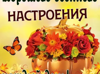 Хорошего осеннего дня и отличного настроения. Открытка с пожеланием