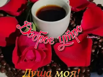 Кофе и роза. Открытка с пожеланием