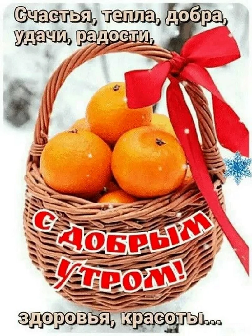 Корзинка с мандаринами. Открытка с поздравлением