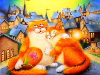 Коты рисунки открытка