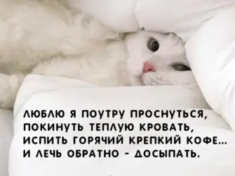 Люблю я поутру проснуться покинуть теплую кровать. Открытка с пожеланием