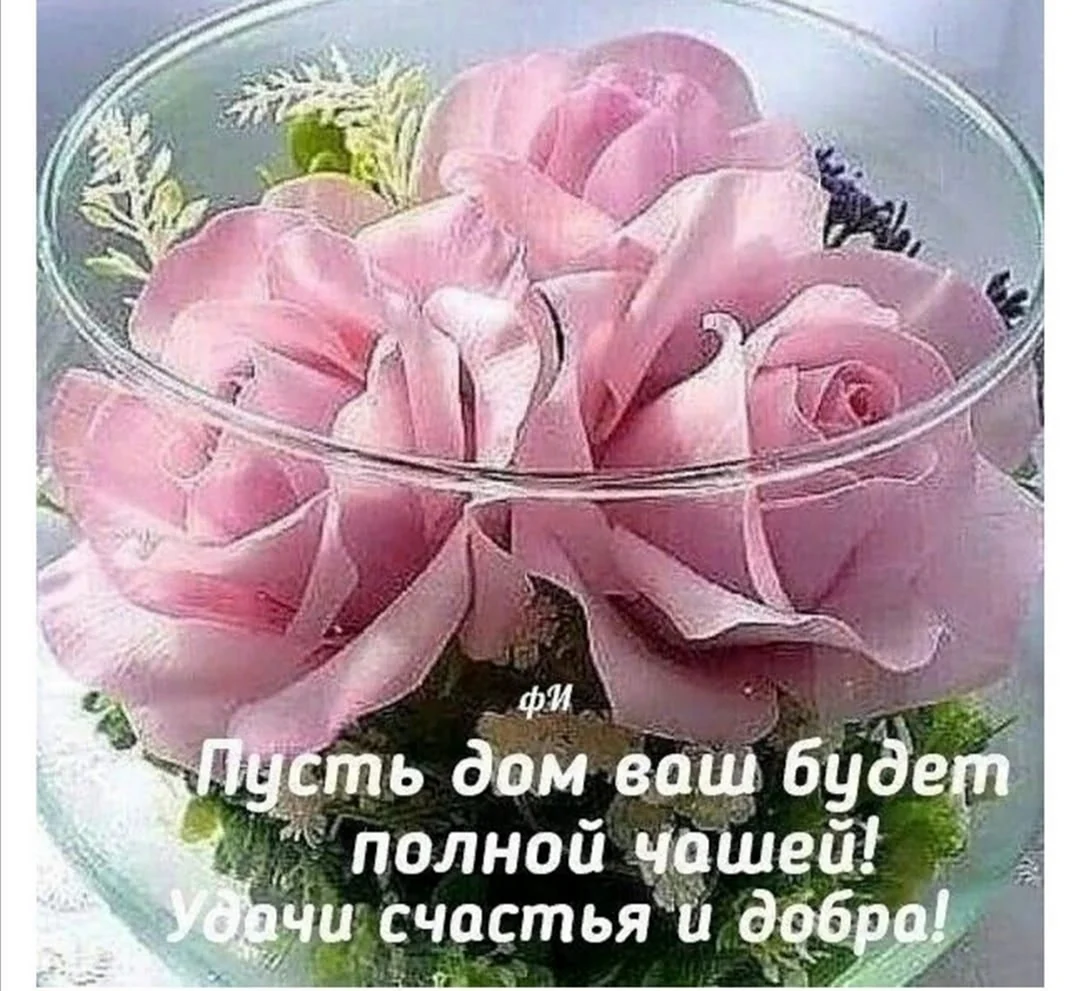 Мира и добра вашему дому тепла и радости. Открытка с поздравлением