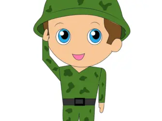 Мультяшный военный открытка