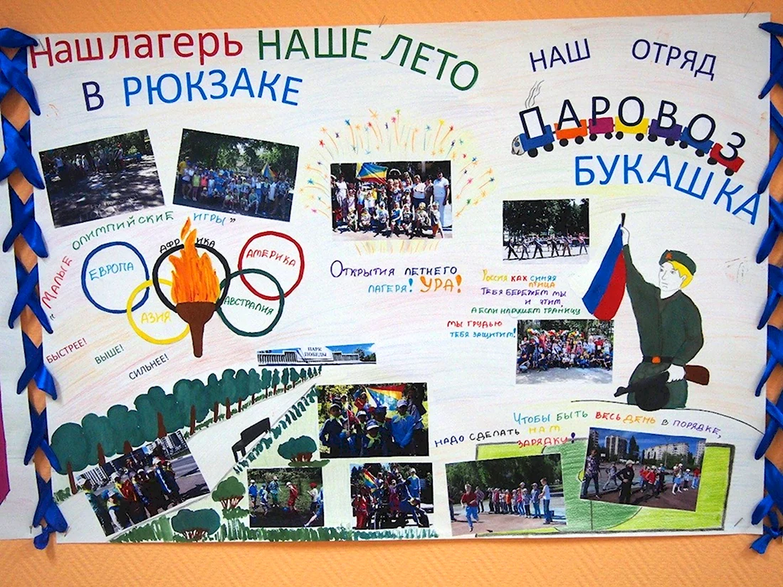 Название отряда и плакат. Открытка с поздравлением