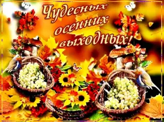 Осенние выходные. Открытка с пожеланием