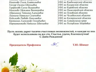 Поздравление с днем рождения профсоюза. Открытка с поздравлением