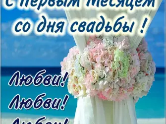 Поздравление с первым месяцем свадьбы. Свадебная открытка