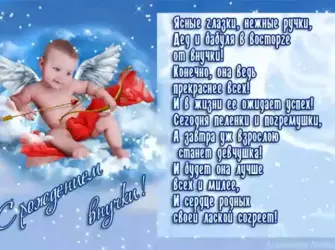 Поздравление с рождением внучки открытка