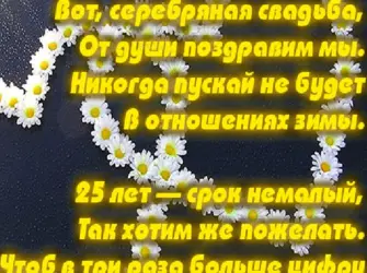 Поздравление с серебряной свадьбой. Открытка. Поздравление