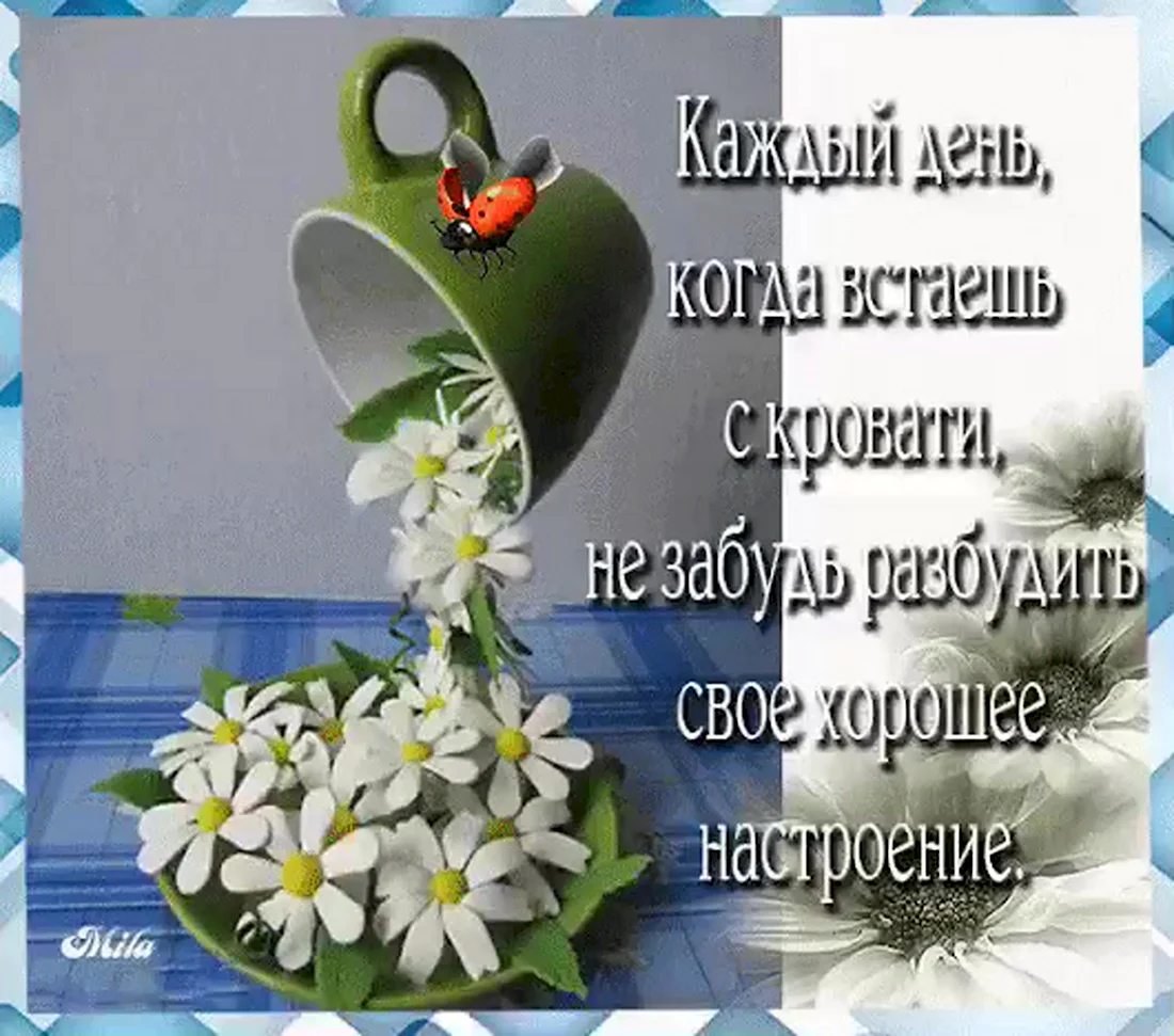 Пожелания счастья и добра с утра. Открытка с поздравлением