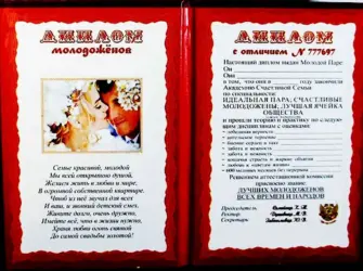 Прикольная грамота для молодоженов. Свадебная открытка