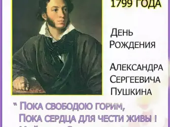 Пушкин Александр Сергеевич 6 июня. Открытка с Днем рождения. Поздравление с Днем рождения