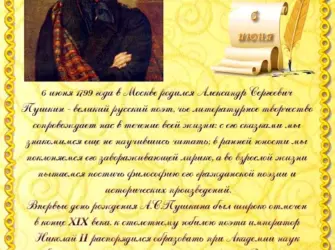 Пушкин Александр Сергеевич 6 июня. Открытка с Днем рождения. Поздравление с Днем рождения