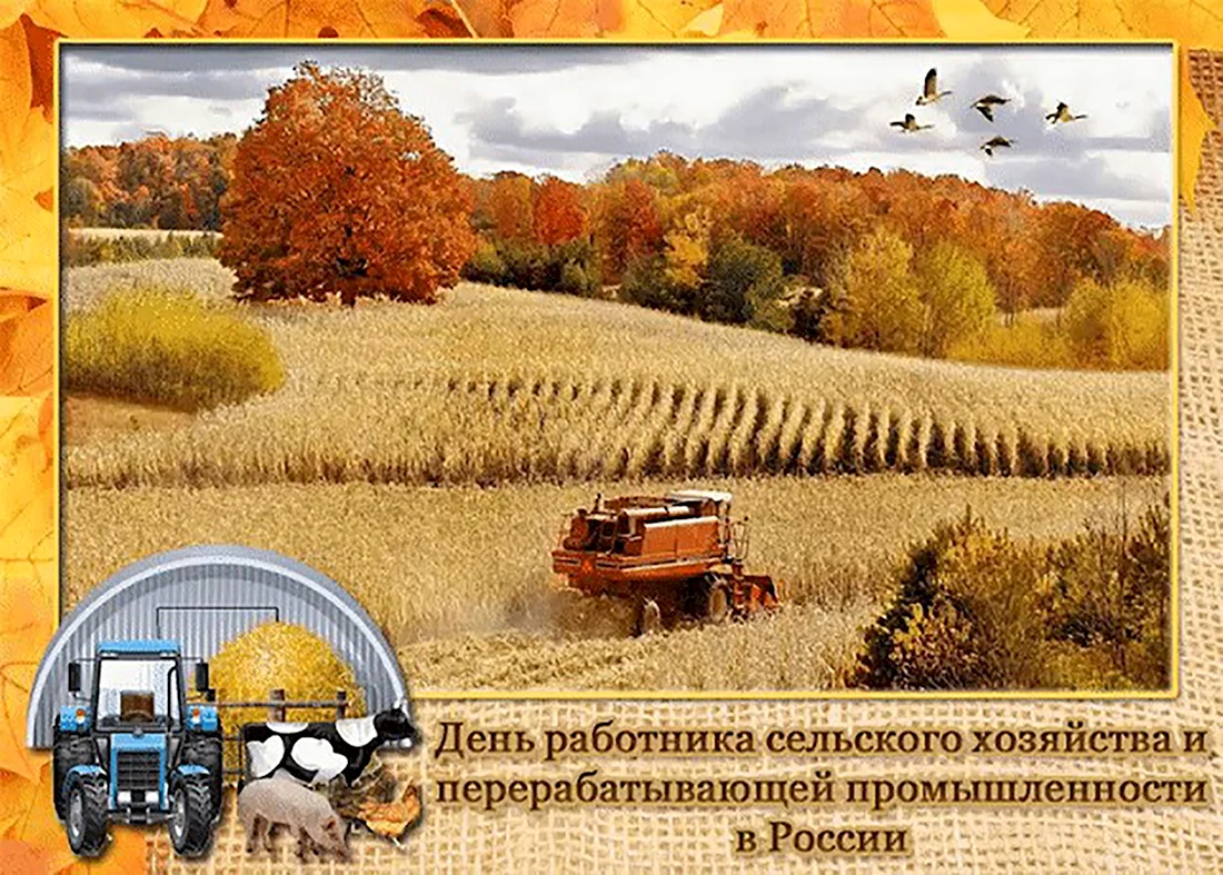 С днем работника сельского хозяйства. Открытка с поздравлением