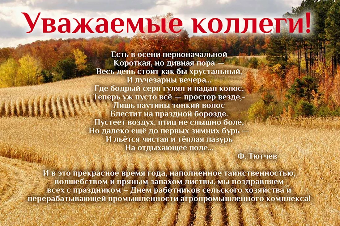 С днем работника сельского хозяйства. Открытка с поздравлением