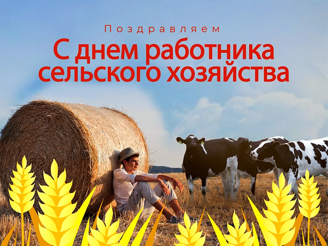 С днем работника сельского хозяйства и перерабатывающей. Открытка с поздравлением