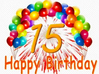 С днём рождения 15 лет. Открытка. Поздравление