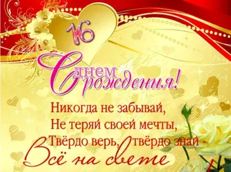 С днём рождения 16 лет. Прикольная открытка
