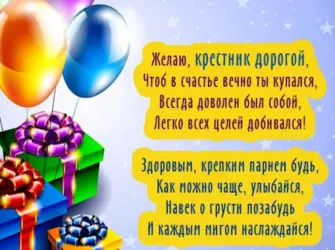С днём рождения крестнику. Открытка. Поздравление
