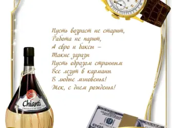 С днём рождения мужчине. Открытка. Поздравление