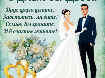 С днём свадьбы поздравления. Свадебная открытка