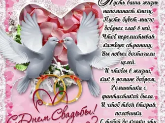 С днём свадьбы поздравления. Свадебная открытка