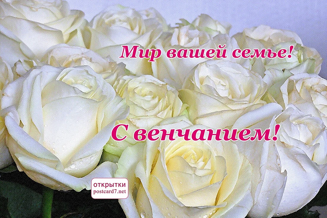 С венчанием мир вашей семье. Открытка с поздравлением