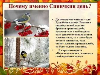 Синичкин день. Поздравление на праздник