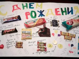 Сладкий плакат на юбилей. Открытка с поздравлением