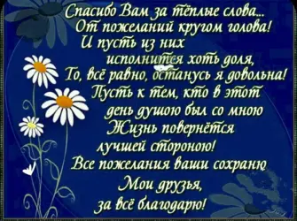 Спасибо за поздравления. Открытка с поздравлением