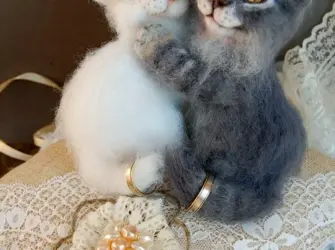 Свадебные игрушки из шерсти. Свадебная открытка