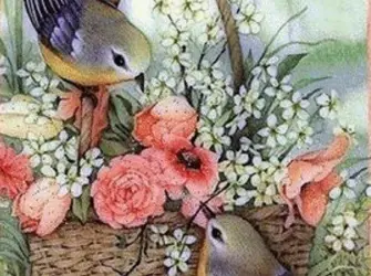 Винтажные птицы цветы открытка